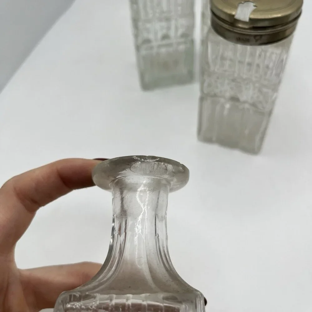 Antique Victorian EPNS Cruet Castor Set Pressed Glass Bottles Silverplate Stand